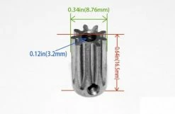 9 Tooth .8 Mod Hardened Steel Long Pinion Gear RC4WD
